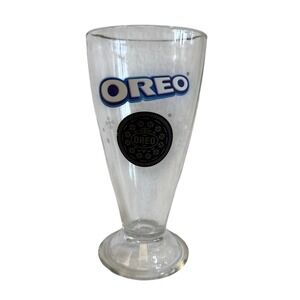 Oreo Milk Cookie Dunking Glass Footed Soda Fountain Style Clear 7 Inch 2023